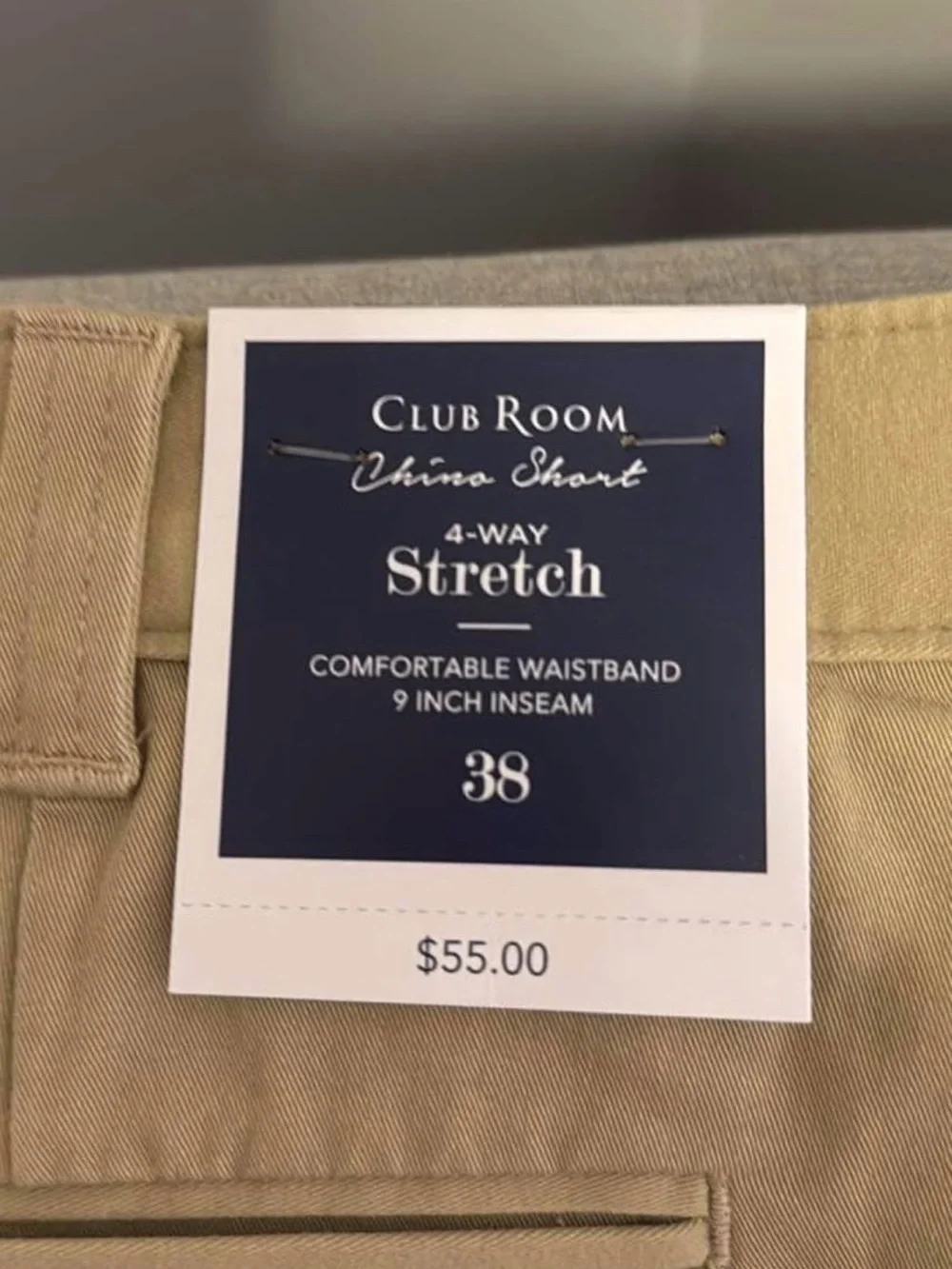 Club Room Khaki Flat-Front Cotton Shorts